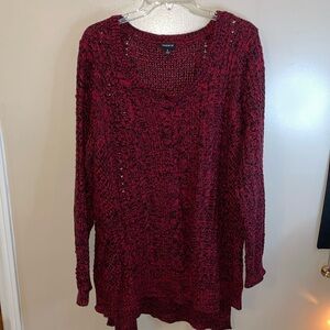 Cable knit red and black sweater